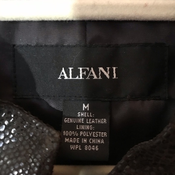 Alfani Brown Serpent Print Suede Leather Jacket M - Picture 10 of 10